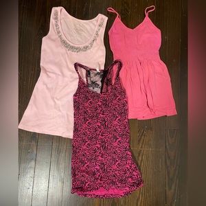 THREE Pink Tanks!! Size S/M